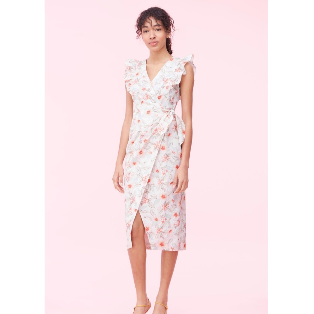 NEW Rebecca Taylor Kamea Linen Wrap Floral Dress